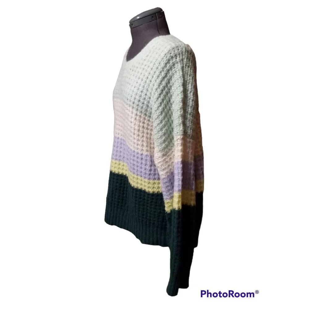 Universal Thread cable knit striped sweater, block coloring, XXL - Picture 3 of 5